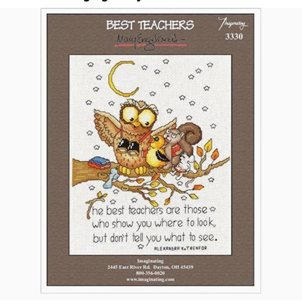 Mary Engelbreit Best Teachers Owl Counted Cross Stitch Pattern 3330 Vintage